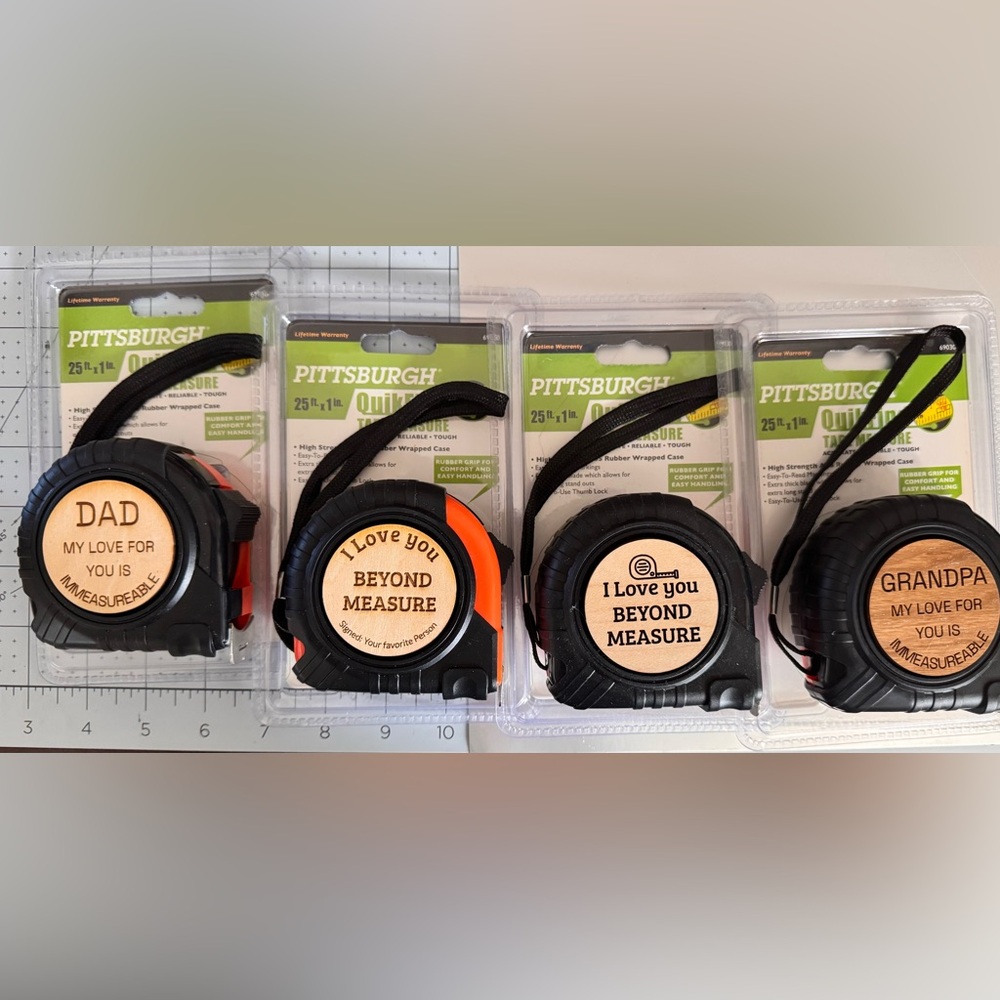 Hand crafted by me wood engraved Personalized Tape Measurers customizable - Picture 5 of 6